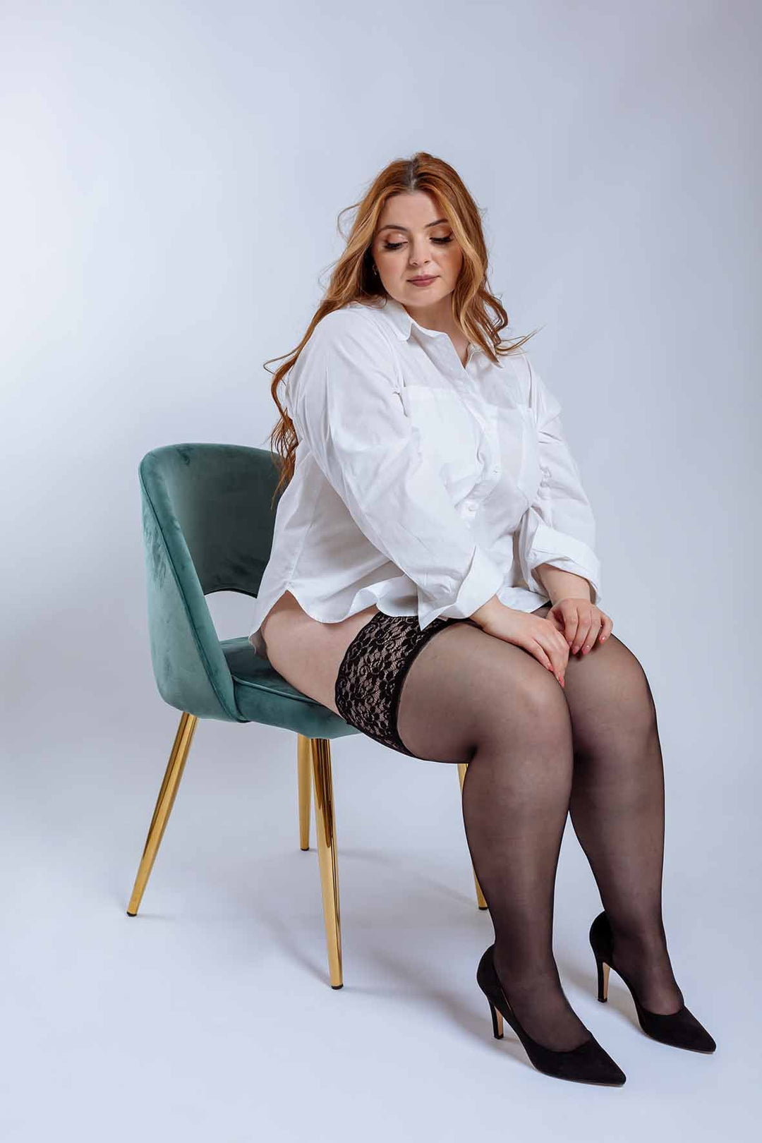 Diva Lace Plus Size Hold-Up Stockings