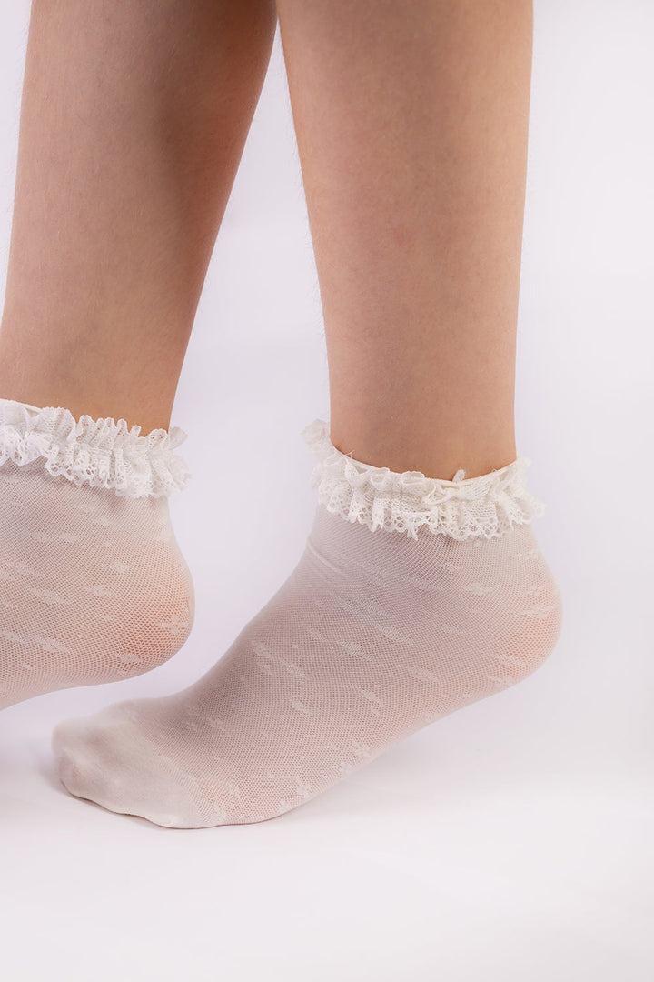 Floral Ankle Socks with Lace